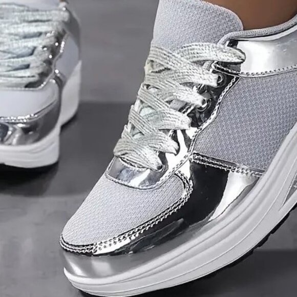 Shoes - 🤍 🤍 Womens/Teens Fashion Wedge Sneakers, Lace-up Thick Soled Breathable